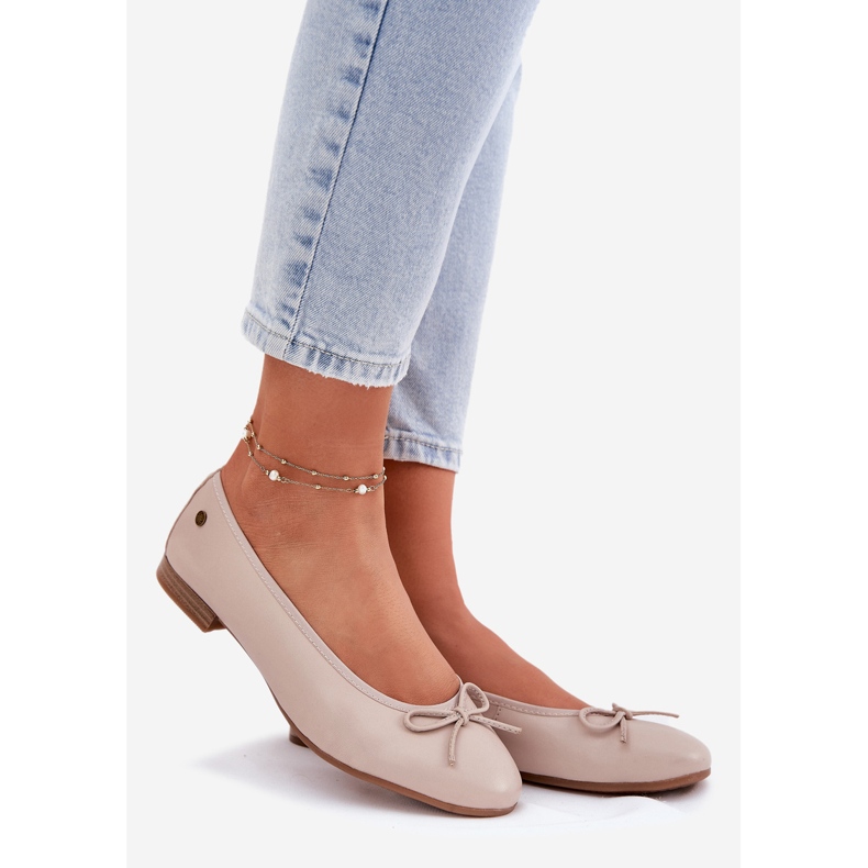 Ballerinas din piele pentru femei Maciejka P6800-04 BEIGE bej 1
