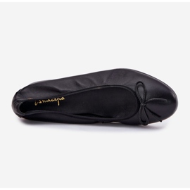 Ballerinas din piele pentru femei Maciejka P6800-01 Negru cu un arc 2