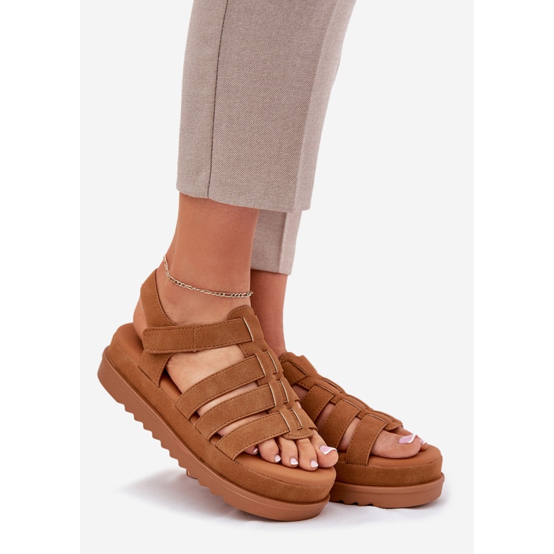 Inna Sandale pentru femei pe platforma de piele de cămine maro 1 Inna Sandale pentru femei pe platforma de piele de cămine maro 1