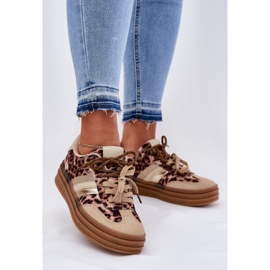 Inna Adidași pentru femei pe platformă cu leopard bej dublu dacing 2