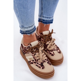 Inna Adidași pentru femei pe platformă cu leopard bej dublu dacing 5