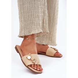 Inna Flip -flops pentru femei cu un bej cu arc 2