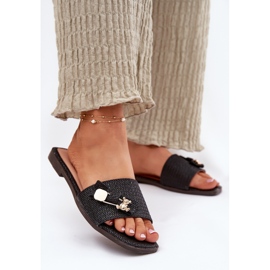 Inna Flip -flop -uri pentru femei cu un arc negru 2