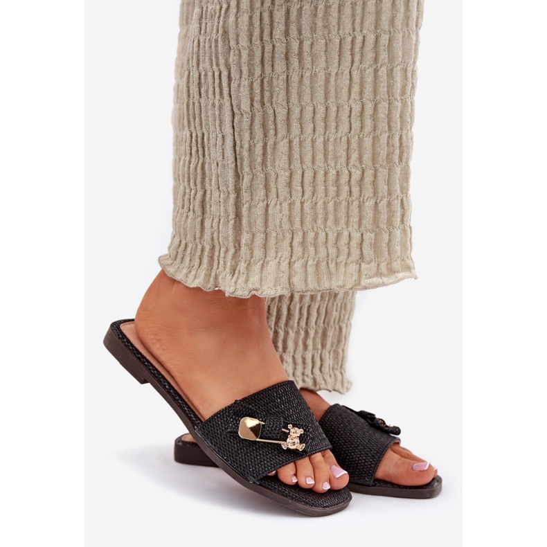 Inna Flip -flop -uri pentru femei cu un arc negru 1