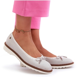 Balerina ajurata de dama din piele naturala Maciejka P6509-11 alb 5