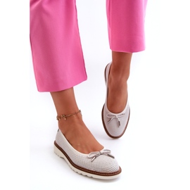 Balerina ajurata de dama din piele naturala Maciejka P6509-11 alb 2