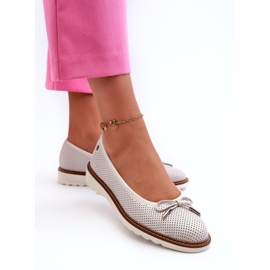 Balerina ajurata de dama din piele naturala Maciejka P6509-11 alb 3