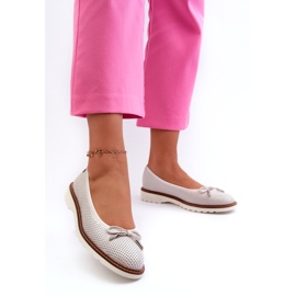 Balerina ajurata de dama din piele naturala Maciejka P6509-11 alb 1