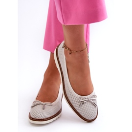 Balerina ajurata de dama din piele naturala Maciejka P6509-11 alb 4