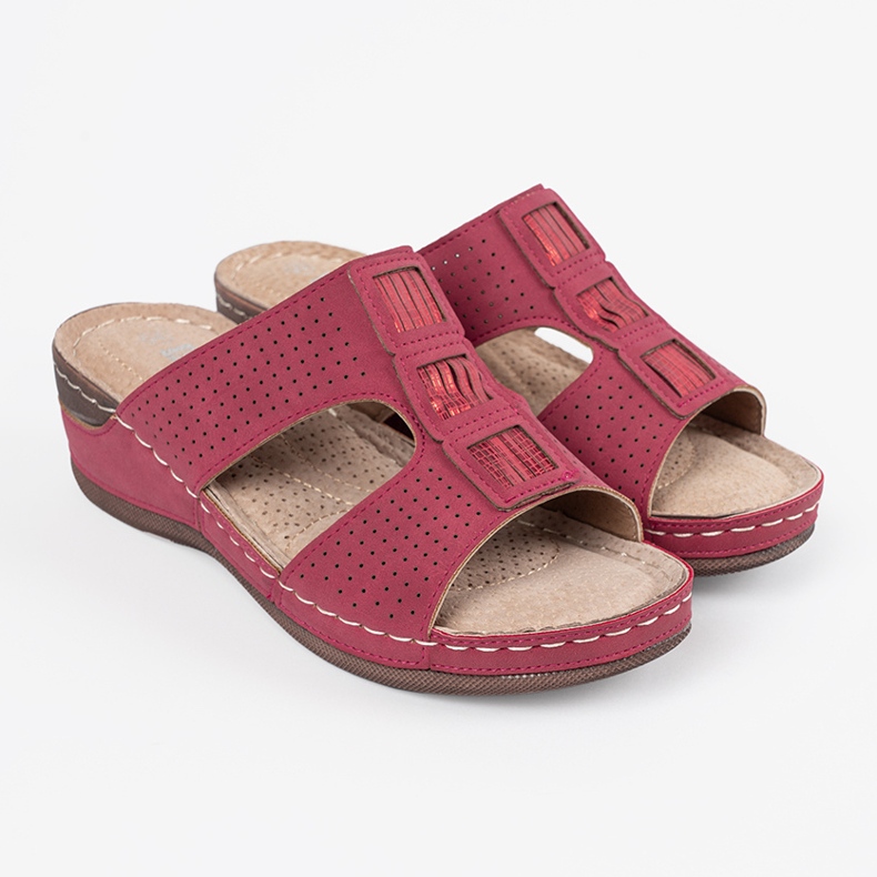 Shelvt Papuci pentru femei roșii pe platformă roșu 2