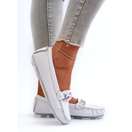 Mocasini De Dama Piele Cu Decorat, Alb S.Barski LR339 3