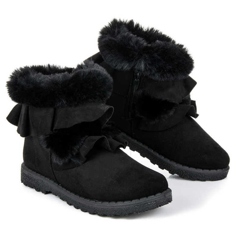 Seastar Cizme negre cu volan negru 1