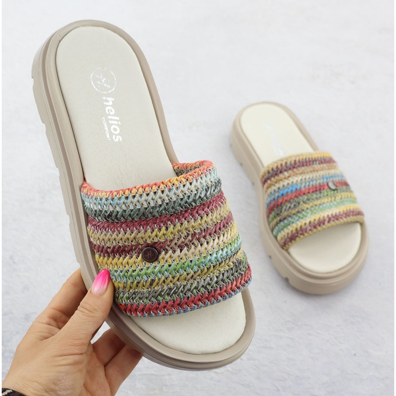 Flip -flops din piele pentru femei pe platforma multikolor Helios 156.731 multicolor 1