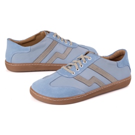 Pantofi de piele pentru femei desculți Olivier Eliza Blue albastru 1