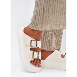 Inna Flip -flops pentru femei pe platformă cu catarame de aur Ecru alb 5