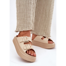 Inna Flip -flops pentru femei pe platformă cu catarame de aur bej 2