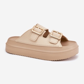 Inna Flip -flops pentru femei pe platformă cu catarame de aur bej 4