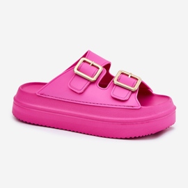 Inna Flip -flops pentru femei pe platformă cu catarame de aur Fuchsia roz 4