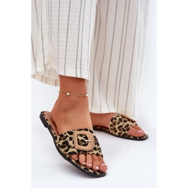Inna Flip -flops pentru femei cu o cataramă decorativă de leopard maro 2 Inna Flip -flops pentru femei cu o cataramă decorativă de leopard maro 2