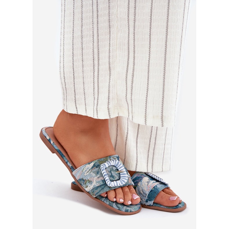 Inna Flip -flops pentru femei cu o cataramă albastră decorativă albastru 1