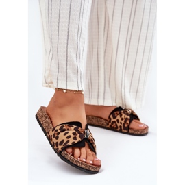 Inna Flip -flops pentru femei pe platforma Cork Leopard maro 2