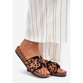Inna Flip -flops pentru femei pe platforma Cork Leopard maro 1