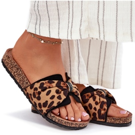 Inna Flip -flops pentru femei pe platforma Cork Leopard maro 7