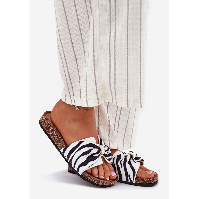 Inna Flip -flops pentru femei pe platforma Cork Zebra alb 1
