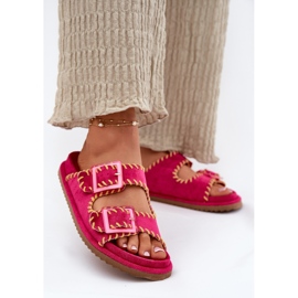 Inna Flip -flops pentru femei cu catarame și un tiv decorativ de Fuchsia roz 2