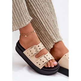 Inna Flip -flops pentru femei cu catarame pe platformă bej 7