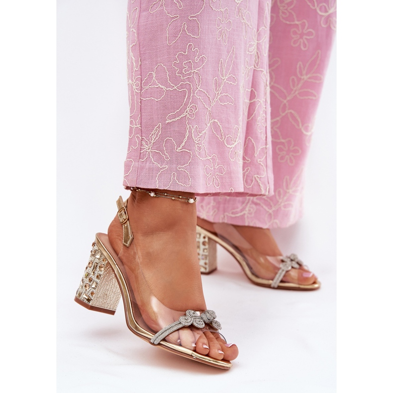 S.Barski Sandale transparente pe postul Zloty MR51-705 de aur 2