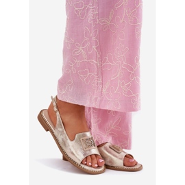 S.Barski Sandale plate pentru femei elegante cu un ornament de S. Barski KV51-082 Aur de aur 1