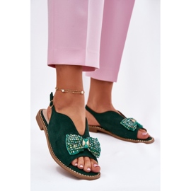 S.Barski Sandale pentru femei cu arcuri cu toc plat. Barski KV51-014 Green verde 2