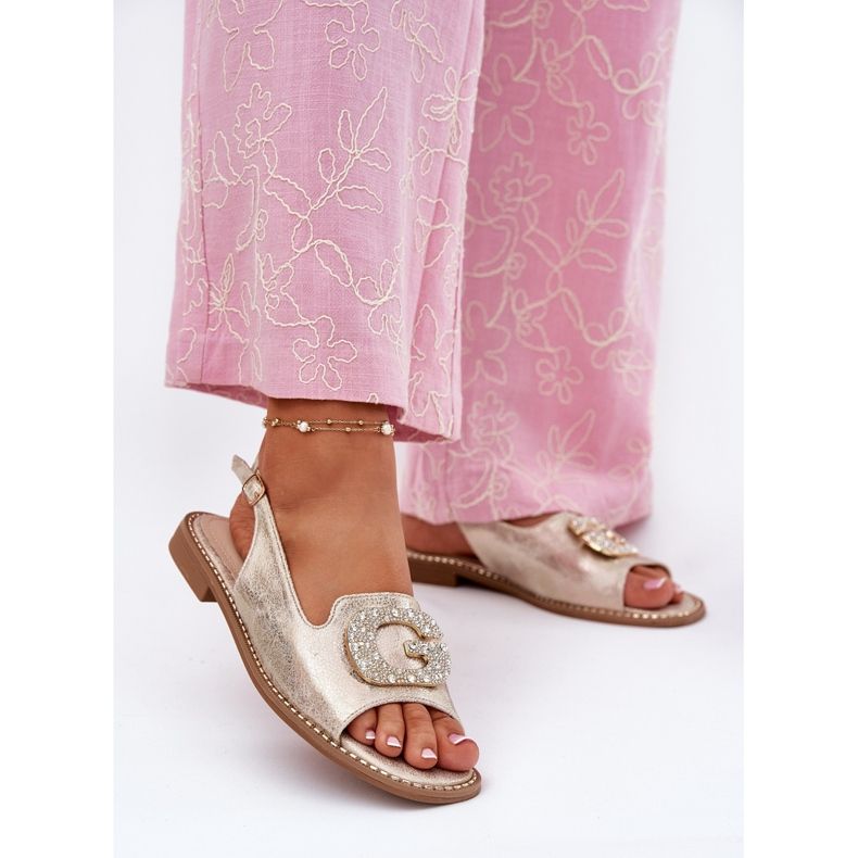 S.Barski Sandale pentru femei cu un detaliu decorativ al S. Barski KV51-081 PLN de aur 2