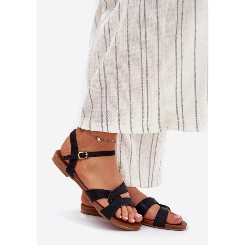 S.Barski Sandale pentru femei lucioase plate S. Barski KV51-022 Negru 1 S.Barski Sandale pentru femei lucioase plate S. Barski KV51-022 Negru 1