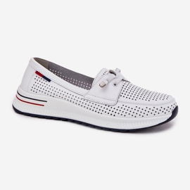 EVento Pantofi pentru piele pentru femei pe platformă Openwork White alb 4