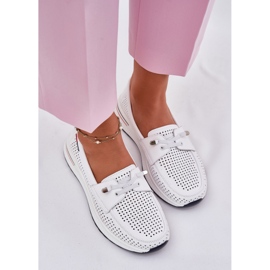EVento Pantofi pentru piele pentru femei pe platformă Openwork White alb 5
