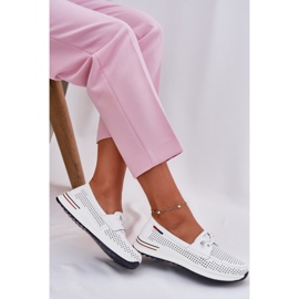 EVento Pantofi pentru piele pentru femei pe platformă Openwork White alb 7