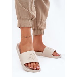 EVento Papuci ușori pentru femei, cu presă decorativă bej 2