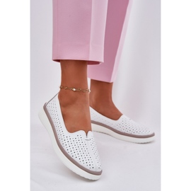 EVento Pantofi de piele deschise pentru femei albi 2