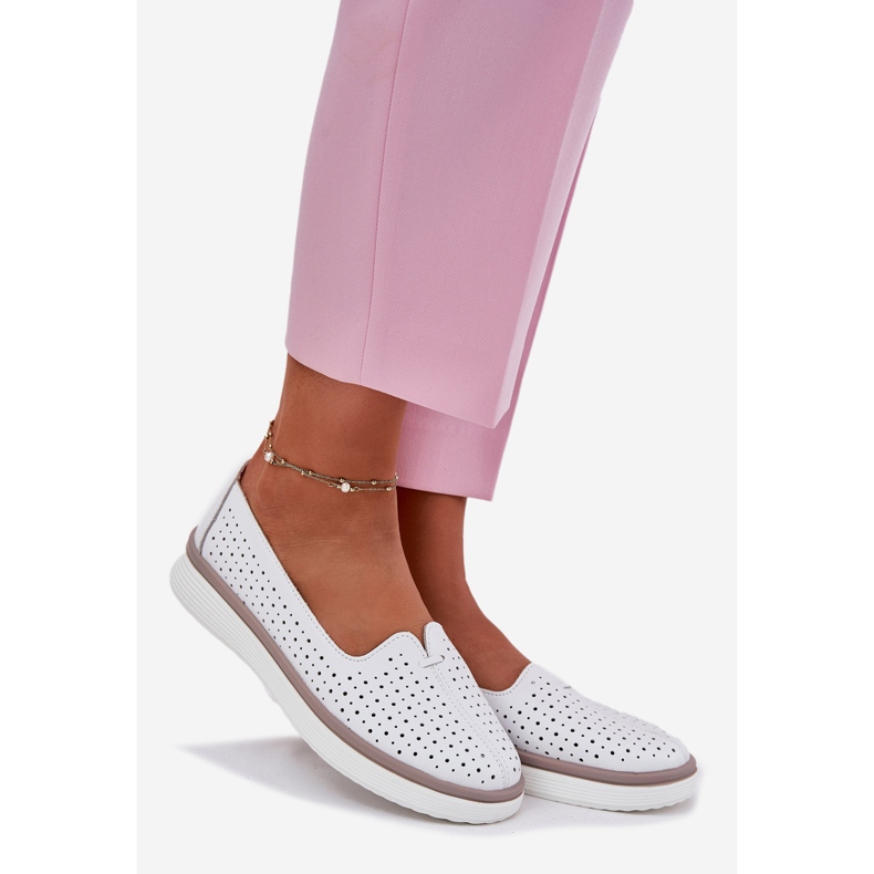 EVento Pantofi de piele deschise pentru femei albi 1