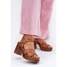 EVento Sandale pentru femei pe postul de decorare a aurului de cămile maro 2