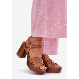 EVento Sandale pentru femei pe postul de decorare a aurului de cămile maro 1