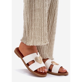 EVento Flip -flop -uri pentru femei cu o flatară cu un decor auriu alb 1