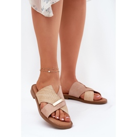 Tocuri plate pentru femei cu un Vinceza decorativ 17385 bej 2 Tocuri plate pentru femei cu un Vinceza decorativ 17385 bej 2