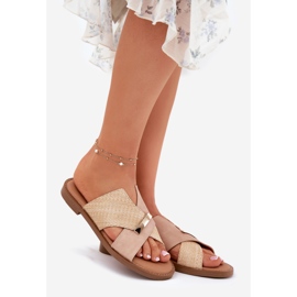 Tocuri plate pentru femei cu un Vinceza decorativ 17385 bej 1