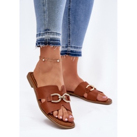 EVento FLIP -uri plate pentru femei cu un detaliu decorativ cu cămile maro 2