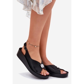 S.Barski Sandale din piele pentru femei pe pană și platformă S. Barski KV51-020 Negru 1