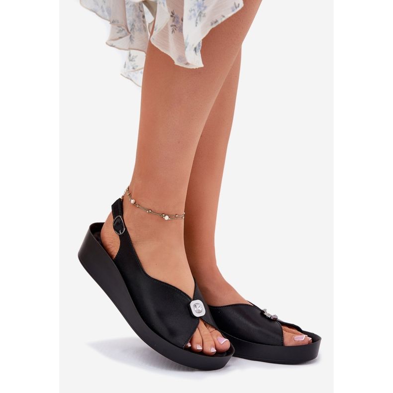 S.Barski Sandale din piele pentru femei pe pană și platformă S. Barski KV51-020 Negru 1