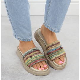 Flip -flops din piele pentru femei pe platforma multikolor Helios 156.731 multicolor 6